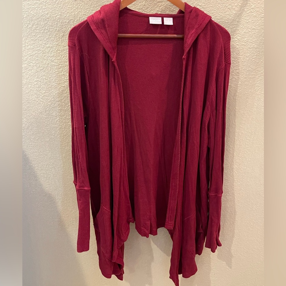 Chico’s Zenergy Raspberry Hooded Cardigan - Size 3